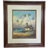 Foto de um(a) Óleo sobre Tela – Paisagem Tropical com Capela e Coqueirais (1994), da categoria de Pinturas. Esta belíssima obra em óleo sobre tela, datada de 1994, apresenta uma cena litorânea serena e rica em texturas, capturando a... Vendido no marketplace Trésors.