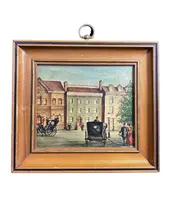 Foto de um(a) Quadro de gravura americana, da categoria de Molduras para quadros. Gravura vintage em moldura de madeira, em tom mel, som suporte clássico de época em metal, da Windson, Illinois • Chicago. Vendido no marketplace Trésors.