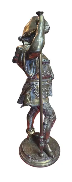 Foto de um(a) Guerreiro Escultura Francesa do Século XIX - Petit Bronze, da categoria de Escultura. originária da França do século XIX. A peça representa a figura imponente de um guerreiro, rica em detalhes e com excelente... Mostrado de uma perspectiva diferente. Vendido no marketplace Trésors.
