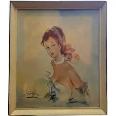 Foto de um(a) Óleo Sobre Tela Pin-Up, da categoria de Pinturas. Belíssimo e delicado óleo sobre tela retratando uma figura feminina pin-up, escola francesa. Pintura em excelente estado de... Vendido no marketplace Trésors.