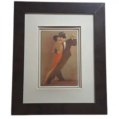 Foto de um(a) Quadro Artístico "Tango Nuestro" – Elegância e Paixão em Moldura Clássica, da categoria de Pinturas. Esta obra captura a essência vibrante e melancólica do tango, a dança mais icônica do Rio da Prata. Com um estilo que... Vendido no marketplace Trésors.