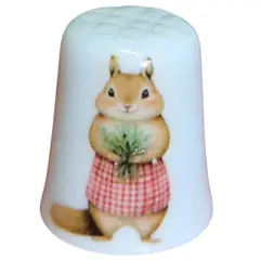 Foto de um(a) Dedal em Porcelana Decorado - Esquilo com Flores e Buquê de Tulipas - Colecionável, da categoria de Outros colecionáveis. Esta peça traz uma composição vibrante e detalhada, destacando-se pela vivacidade das cores e pela delicadeza das... Vendido no marketplace Trésors.