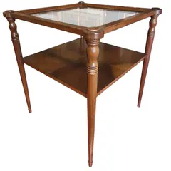 Foto de um(a) Mesa Lateral de Canto em Madeira com Tampo de Vidro e Etiqueta de Fábrica, da categoria de Mesas laterais. Vendido no marketplace Trésors.