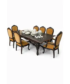 Foto de um(a) Jogo de Jantar Antigo em Imbuia Maciça Entalhada – Mesa com 6 Cadeiras e 2 Poltronas, da categoria de Conjunto de mesas e cadeiras. ** LOUÇAS NÃO INCLUSAS ** Magnífico jogo de jantar antigo, confeccionado em imbuia maciça entalhada, madeira nobre... Vendido no marketplace Trésors.
