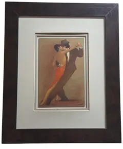 Foto de um(a) Quadro Artístico "Tango Nuestro" – Elegância e Paixão em Moldura Clássica, da categoria de Pinturas. Esta obra captura a essência vibrante e melancólica do tango, a dança mais icônica do Rio da Prata. Com um estilo que... Vendido no marketplace Trésors.