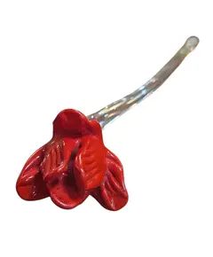 Foto de um(a) Flor de Cristal Artesanal Blumenau "Astros" – Vermelha Vibrante e Haste de Vidro Curva, da categoria de Outros colecionáveis. Exclusiva escultura artística em cristal tipo Murano, fabricada artesanalmente pela renomada marca brasileira "Astros",... Vendido no marketplace Trésors.