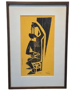 Foto de um(a) Poty Lazzarotto - 1976, da categoria de Pinturas. Xilogravura de Poty Lazzarotto, 1976. Vendido no marketplace Trésors.