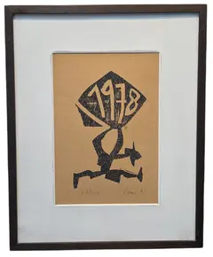 Foto de um(a) Poty Lazzarotto - 1977, da categoria de Pinturas. Xilogravura de Poty Lazzarotto, 1977. Vendido no marketplace Trésors.