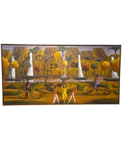 Foto de um(a) Quadro Pintura Óleo Sobre Tela "Pessoas na Praça" - Adjacy (2017), da categoria de Pinturas. Uma obra de arte fascinante e cheia de vida, assinada pelo artista Adjacy e datada de 2017. A pintura se destaca por sua... Vendido no marketplace Trésors.