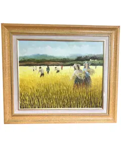 Foto de um(a) Quadro Fernando Ikoma - Trigais, da categoria de Pinturas. Fernando Ikoma Trigais Medidas: 67x57cm com moldura 50x40cm sem moldura. Vendido no marketplace Trésors.