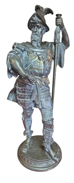 Foto de um(a) Escultura Antiga de Cavaleiro em Petit Bronze – França, Século XIX, da categoria de Escultura. Escultura antiga em Petit Bronze representando um cavaleiro com armadura detalhada. Vendido no marketplace Trésors.