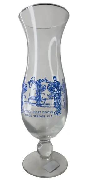 Foto de um(a) Antigo Copo Hurricane Souvenir Louis Pappas Restaurant Flórida, da categoria de Outros colecionáveis. Como é um item de glassware temático americano (misturando a cultura náutica, mergulho de escafandro e turismo da Flórida),... Vendido no marketplace Trésors.