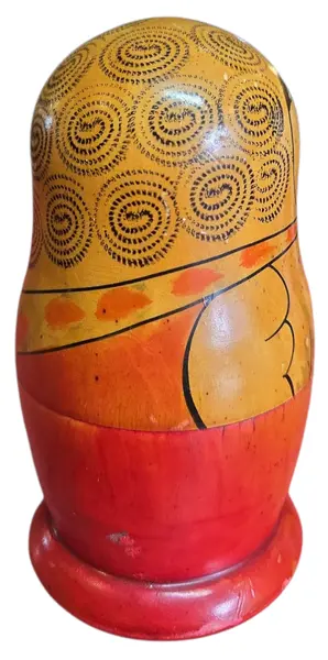 Foto de um(a) Matrioska Russa Vintage (USSR) - Conjunto com 5 Bonecas Pintadas à Mão, da categoria de Bonecas. Relíquia soviética autêntica para colecionadores e amantes de decoração vintage! Este belo conjunto de Matrioskas (bonecas... Mostrado de uma perspectiva diferente. Vendido no marketplace Trésors.