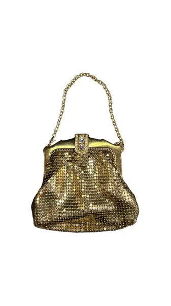 Foto de um(a) Bolsa Whiting & Davis Co USA, da categoria de Bolsas. Bolsa vintage americana, da conceituada Whiting & Davis Co, mesh bags (malha metálica), tipo wristlet, dourada, está em... Vendido no marketplace Trésors.