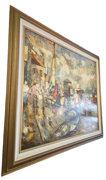 Foto de um(a) Quadro Óleo Sobre Tela "Pescador" - Assinado Por Rogoski, da categoria de Pinturas. Rara e belíssima obra de arte original, executada na técnica óleo sobre tela pelo renomado artista Rogoski. A pintura... Mostrado de uma perspectiva diferente. Vendido no marketplace Trésors.