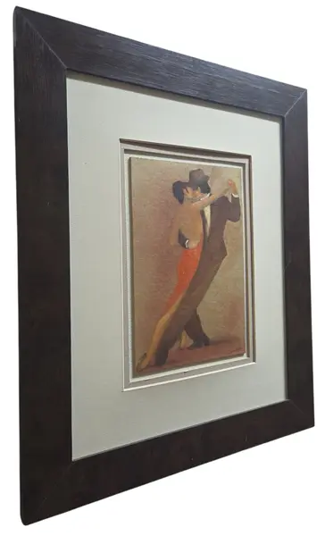 Foto de um(a) Quadro Artístico "Tango Nuestro" – Elegância e Paixão em Moldura Clássica, da categoria de Pinturas. Esta obra captura a essência vibrante e melancólica do tango, a dança mais icônica do Rio da Prata. Com um estilo que... Mostrado de uma perspectiva diferente. Vendido no marketplace Trésors.
