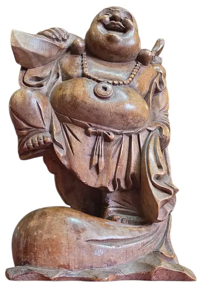 Foto de um(a) Escultura Buda em Madeira Maciça Esculpida à Mão, da categoria de Escultura. Linda peça decorativa entalhada em um único bloco de madeira maciça. Apresenta veios naturais e acabamento primoroso que... Mostrado de uma perspectiva diferente. Vendido no marketplace Trésors.