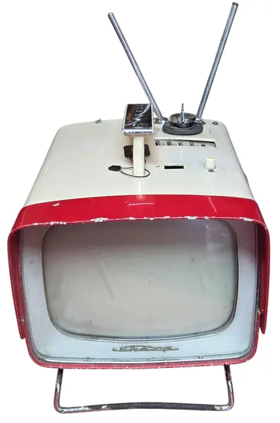 Foto de um(a) TV Antiga Portátil Sharp TRP-801 – Rara – Anos 60 – Design Space Age – Vermelha e Branca, da categoria de Outros colecionáveis. Relíquia para Colecionadores: Televisão Vintage Sharp Model TRP-801 Apresentamos a icônica Sharp TRP-801, um marco da... Mostrado de uma perspectiva diferente. Vendido no marketplace Trésors.