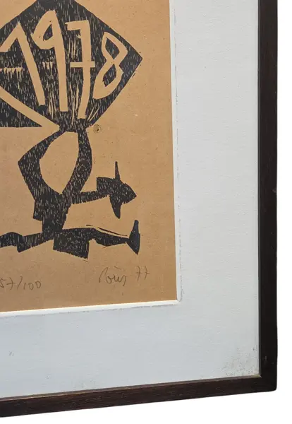 Foto de um(a) Poty Lazzarotto - 1977, da categoria de Pinturas. Xilogravura de Poty Lazzarotto, 1977. Mostrado de uma perspectiva diferente. Vendido no marketplace Trésors.