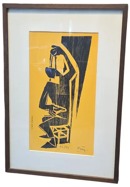 Foto de um(a) Poty Lazzarotto - 1976, da categoria de Pinturas. Xilogravura de Poty Lazzarotto, 1976. Mostrado de uma perspectiva diferente. Vendido no marketplace Trésors.