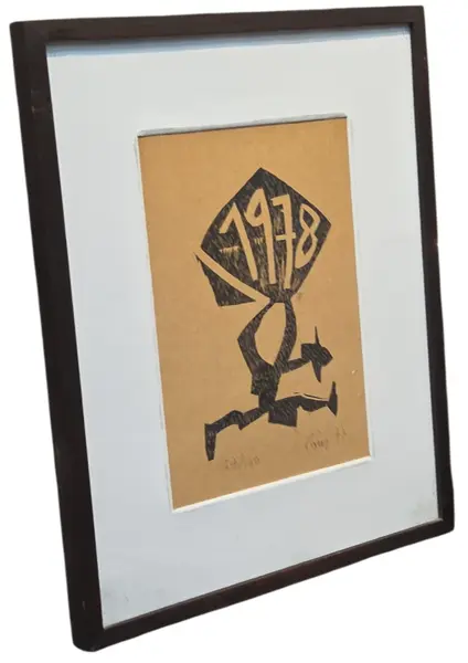 Foto de um(a) Poty Lazzarotto - 1977, da categoria de Pinturas. Xilogravura de Poty Lazzarotto, 1977. Mostrado de uma perspectiva diferente. Vendido no marketplace Trésors.
