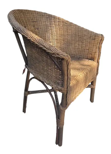 Foto de um(a) Cadeira de Braços Vintage em Fibra Natural Trançada, da categoria de Outras cadeiras . Esta peça é um exemplo clássico de mobiliário em fibra natural, combinando a robustez da estrutura com a leveza visual do... Mostrado de uma perspectiva diferente. Vendido no marketplace Trésors.