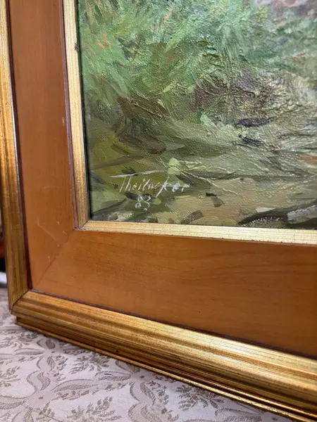 Foto de um(a) Egenolf Theilacker - 1983, da categoria de Pinturas. Óleo sobre tela de 1983 do grande artista Egenolf Theilacker. Mostrado de uma perspectiva diferente. Vendido no marketplace Trésors.