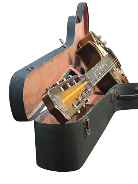 Foto de um(a) Raridade: Guitarra Del Vecchio Archtop 1957 Timbre Vox – Goldburst – 100% Original com Case, da categoria de Instrumentos musicais. Um Testemunho Histórico da Música Brasileira Essa guitarra é uma joia rara, uma das primeiras guitarras elétricas fabricadas... Mostrado de uma perspectiva diferente. Vendido no marketplace Trésors.