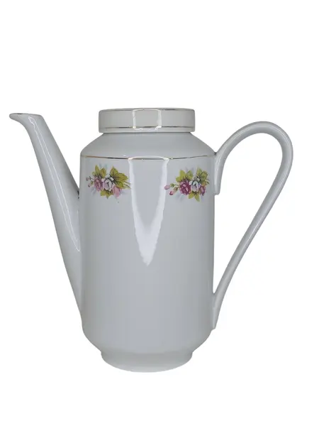 Foto de um(a) Bule de Café em Porcelana Real - Floral Vintage com Friso a Ouro, da categoria de Bules. Elegante bule de café antigo em porcelana branca de alta qualidade, fabricado pela renomada Porcelana Real (São Paulo). Esta... Mostrado de uma perspectiva diferente. Vendido no marketplace Trésors.
