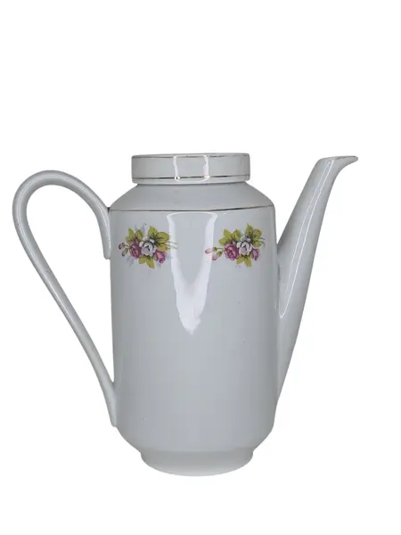 Foto de um(a) Bule de Café em Porcelana Real - Floral Vintage com Friso a Ouro, da categoria de Bules. Elegante bule de café antigo em porcelana branca de alta qualidade, fabricado pela renomada Porcelana Real (São Paulo). Esta... Mostrado de uma perspectiva diferente. Vendido no marketplace Trésors.