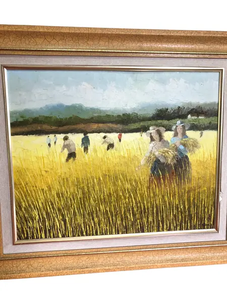 Foto de um(a) Quadro Fernando Ikoma - Trigais, da categoria de Pinturas. Fernando Ikoma Trigais Medidas: 67x57cm com moldura 50x40cm sem moldura. Mostrado de uma perspectiva diferente. Vendido no marketplace Trésors.