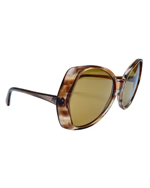 Foto de um(a) Óculos Vintage Novo Marrom, da categoria de Óculos. Óculos VINTAGE, armação em acetato transparência na cor padrão havana, lentes média marrom. Seu modelo característico da... Mostrado de uma perspectiva diferente. Vendido no marketplace Trésors.