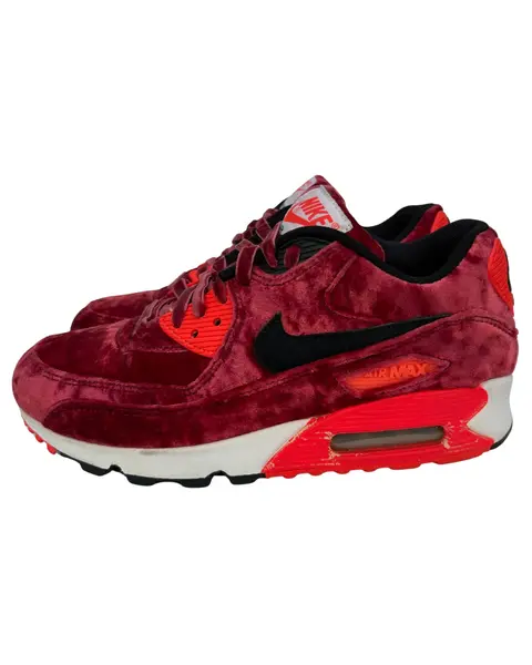 Foto de um(a) Tênis Nike Air Max 90 Velvet "25th Anniversary", da categoria de Tênis. Nike Air Max 90 "25th Anniversary" Red Velvet (Infrared Velvet Pack) é um modelo comemorativo e raro. > Conservação 8,5/10... Mostrado de uma perspectiva diferente. Vendido no marketplace Trésors.