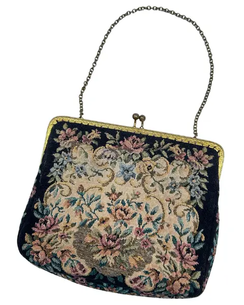 Foto de um(a) Bolsa Gobelin Floral Verweegen & Kok, da categoria de Bolsas. Linda e colecionável bolsa em gobelin, da renomada marca holandesa Verweegen & Kok, uma joalheria e ourivesaria tradicional... Mostrado de uma perspectiva diferente. Vendido no marketplace Trésors.