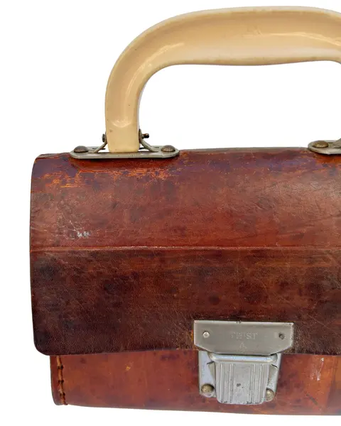 Foto de um(a) Mini Bag Couro Rusty, da categoria de Bolsas. Pequena bolsa de mão em couro vintage. Provavelmente com antiga finalidade de pequena ferramenta, atualmente pode ser usada... Mostrado de uma perspectiva diferente. Vendido no marketplace Trésors.