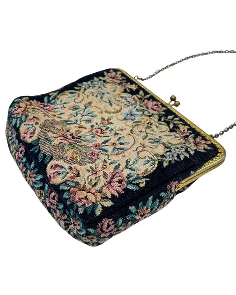 Foto de um(a) Bolsa Gobelin Floral Verweegen & Kok, da categoria de Bolsas. Linda e colecionável bolsa em gobelin, da renomada marca holandesa Verweegen & Kok, uma joalheria e ourivesaria tradicional... Mostrado de uma perspectiva diferente. Vendido no marketplace Trésors.