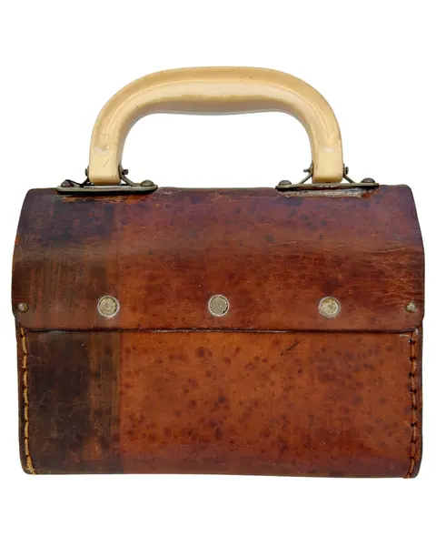 Foto de um(a) Mini Bag Couro Rusty, da categoria de Bolsas. Pequena bolsa de mão em couro vintage. Provavelmente com antiga finalidade de pequena ferramenta, atualmente pode ser usada... Mostrado de uma perspectiva diferente. Vendido no marketplace Trésors.