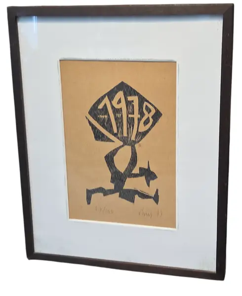 Foto de um(a) Poty Lazzarotto - 1977, da categoria de Pinturas. Xilogravura de Poty Lazzarotto, 1977. Mostrado de uma perspectiva diferente. Vendido no marketplace Trésors.