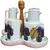 Foto de um(a) Galheteiro de Porcelana com Estampa de Uvas e Suporte de Madeira, da categoria de Saleiros e pimenteiros. Galheteiro de porcelana com estampa de uvas e suporte de madeira. Mostrado de uma perspectiva diferente. Vendido no marketplace Trésors.