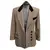 Foto de um(a) Blazer Vintage New York Lã, da categoria de Casacos. Blazer americano em lã tons de cinza, as tramas da lã formam discreto padrão de poás, detalhes veludo preto. Modelagem... Mostrado de uma perspectiva diferente. Vendido no marketplace Trésors.