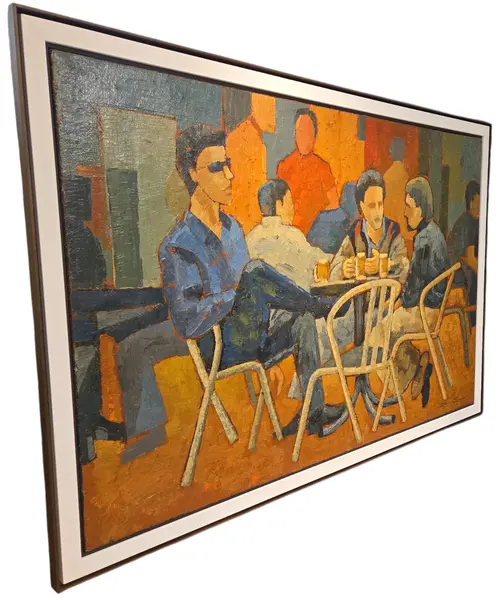 Foto de um(a) Quadro Pintura Óleo Sobre Tela "Chopp na XV" - Belmiro Santos, da categoria de Pinturas. Magnífico Óleo sobre Tela do Renomado Artista Belmiro Santos – Cena Urbana Chopp na Rua XVApresentamos uma belíssima e... Mostrado de uma perspectiva diferente. Vendido no marketplace Trésors.