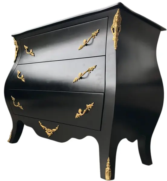 Foto de um(a) Cômoda Clássica Bombê com ornamentos em bronze, da categoria de Cômodas e Sapateira. Mostrado de uma perspectiva diferente. Vendido no marketplace Trésors.