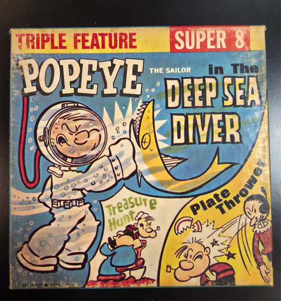 Foto de um(a) Filme Super 8 Popeye Deep Sea Diver, da categoria de Projetores. Filmes Super 8 americanos, originais de época, destinados a projeção e coleção. Peças que representam um importante capítulo... Mostrado de uma perspectiva diferente. Vendido no marketplace Trésors.