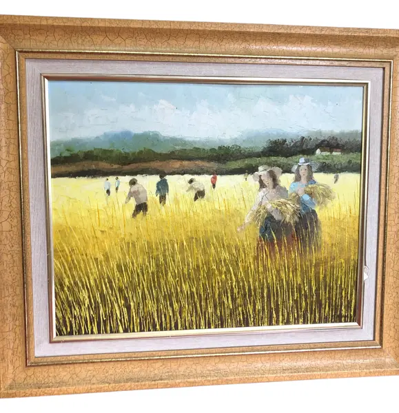 Foto de um(a) Quadro Fernando Ikoma - Trigais, da categoria de Pinturas. Fernando Ikoma Trigais Medidas: 67x57cm com moldura 50x40cm sem moldura. Mostrado de uma perspectiva diferente. Vendido no marketplace Trésors.