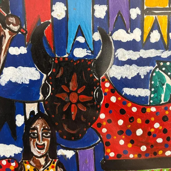 Foto de um(a) Pintura Olinda ASP - Sérgio Nogueira, da categoria de Pinturas. Sérgio Nogueira - Olinda. Acrílica sobre papel. Arte popular brasileira. Mostrado de uma perspectiva diferente. Vendido no marketplace Trésors.