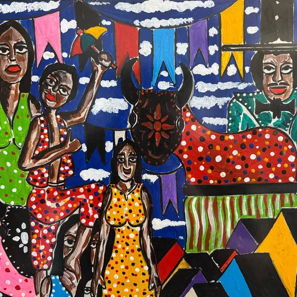 Foto de um(a) Pintura Olinda ASP - Sérgio Nogueira, da categoria de Pinturas. Sérgio Nogueira - Olinda. Acrílica sobre papel. Arte popular brasileira. Mostrado de uma perspectiva diferente. Vendido no marketplace Trésors.