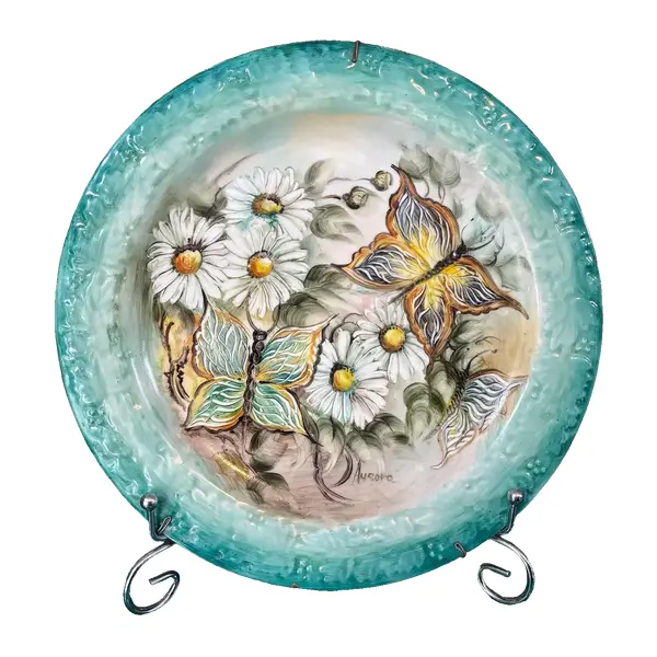 Foto de um(a) Lindo prato de parede em porcelana, pintado à mão, da categoria de Pratos Decorativos. Lindo prato de parede em porcelana, pintado à mão, assinado. Vendido no marketplace Trésors.