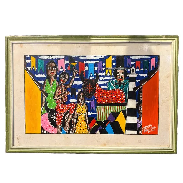 Foto de um(a) Pintura Olinda ASP - Sérgio Nogueira, da categoria de Pinturas. Sérgio Nogueira - Olinda. Acrílica sobre papel. Arte popular brasileira. Vendido no marketplace Trésors.
