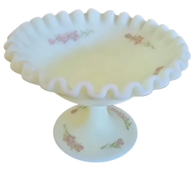 Foto de um(a) Centro de Mesa Uralina Fenton, da categoria de Centro de mesa. Uma verdadeira joia para colecionadores de vidro artístico americano. Esta peça vintage da renomada marca Fenton é fabricada... Mostrado de uma perspectiva diferente. Vendido no marketplace Trésors.