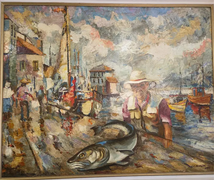 Foto de um(a) Quadro Óleo Sobre Tela "Pescador" - Assinado Por Rogoski, da categoria de Pinturas. Rara e belíssima obra de arte original, executada na técnica óleo sobre tela pelo renomado artista Rogoski. A pintura... Mostrado de uma perspectiva diferente. Vendido no marketplace Trésors.